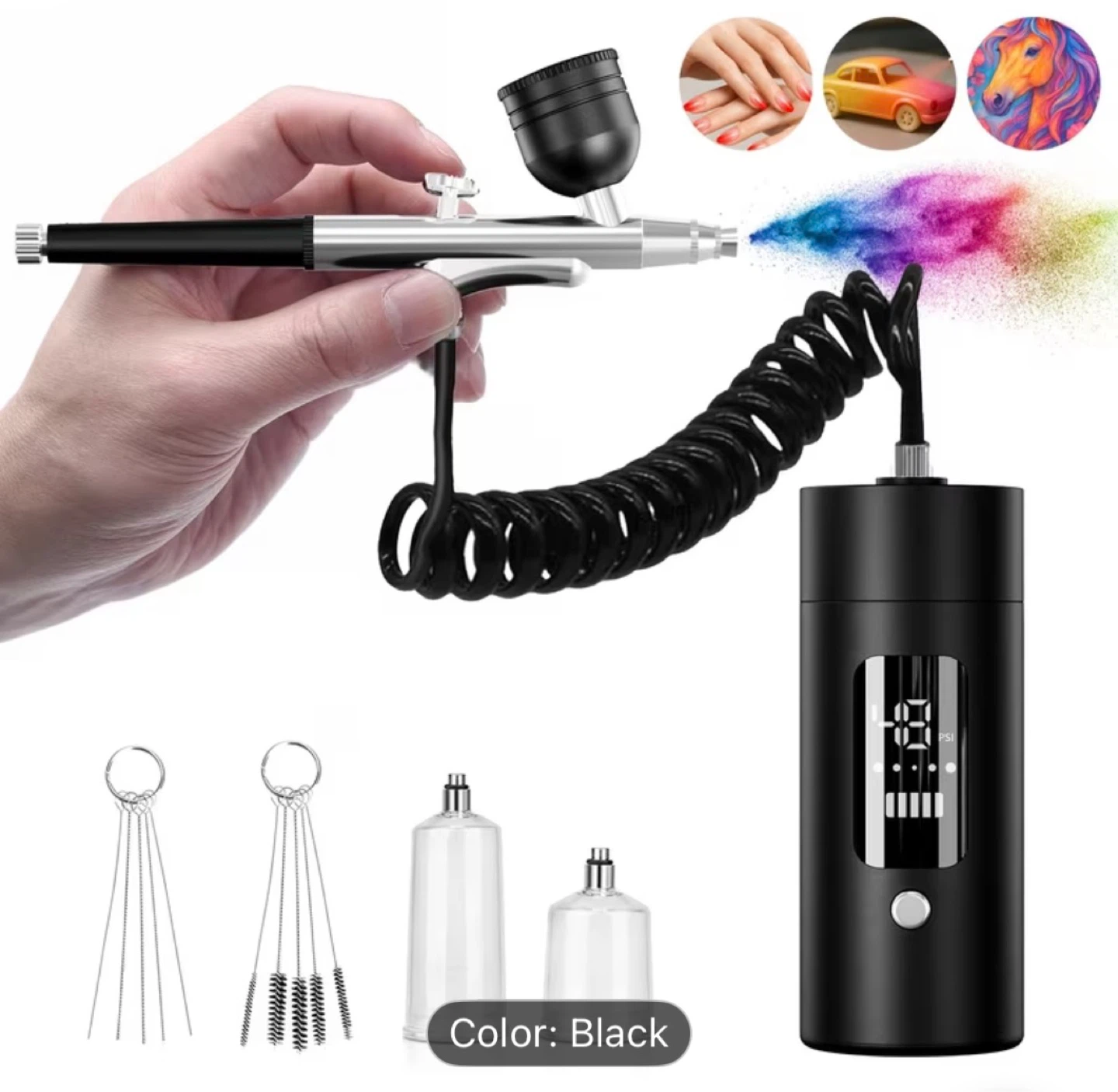 Black Rechargeable Airbrush Kit