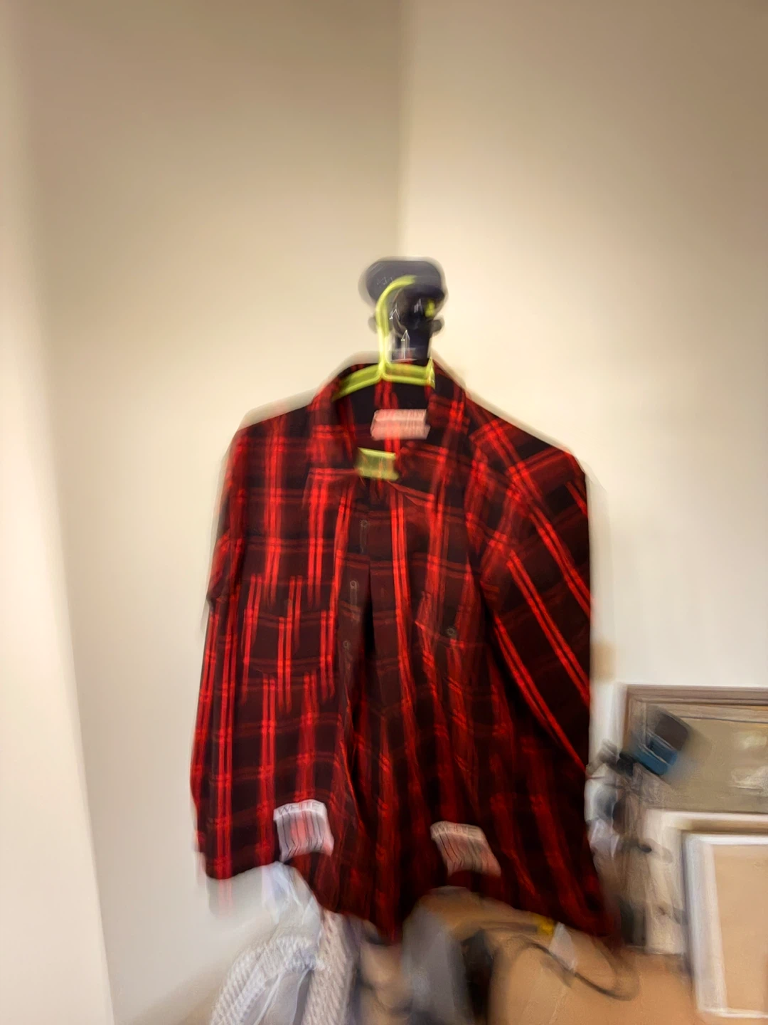 Off-White Plaid Flannel Shirt Red Black - photo 3