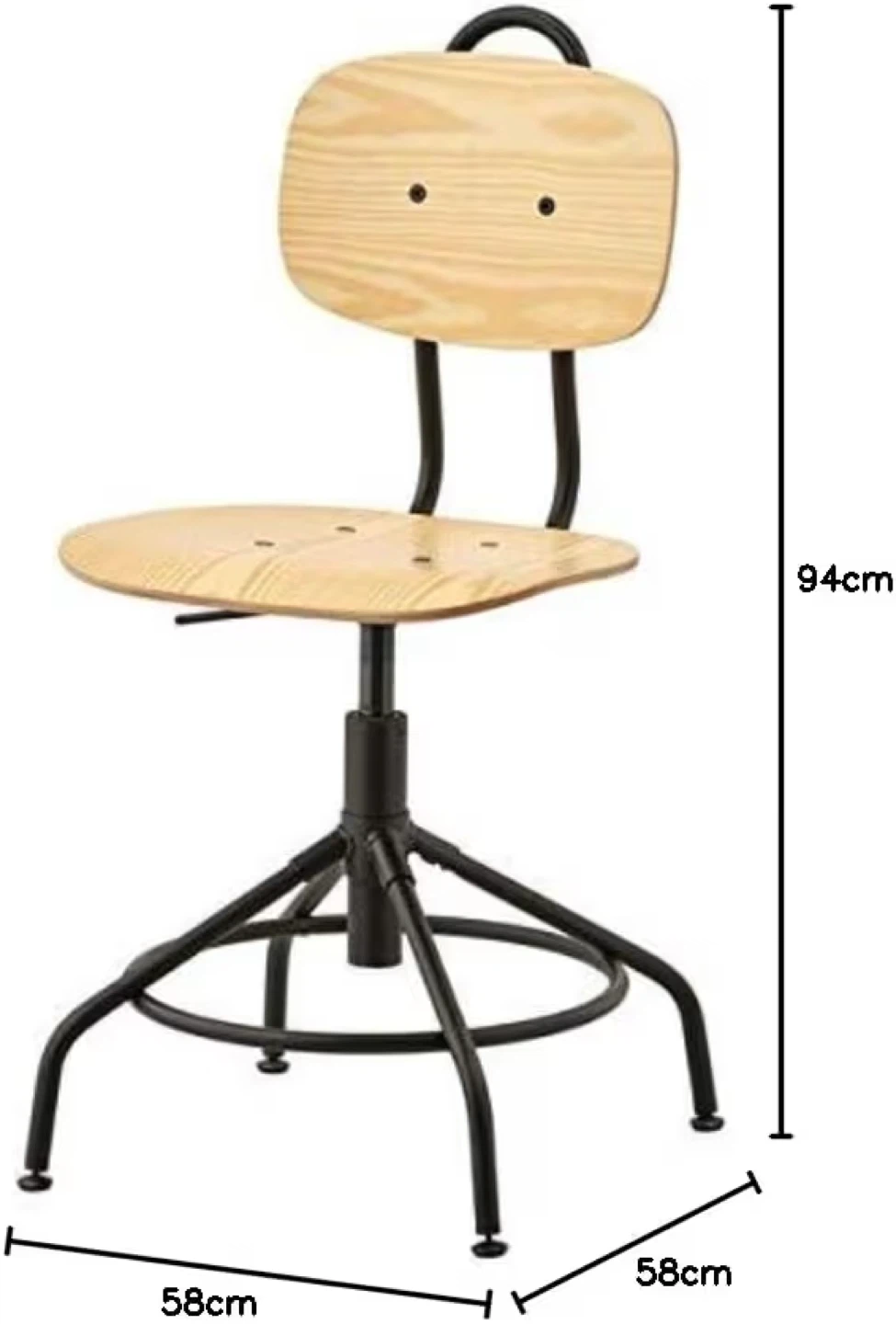 IKEA Pine Wood Swivel Chair (Height Adjustable)