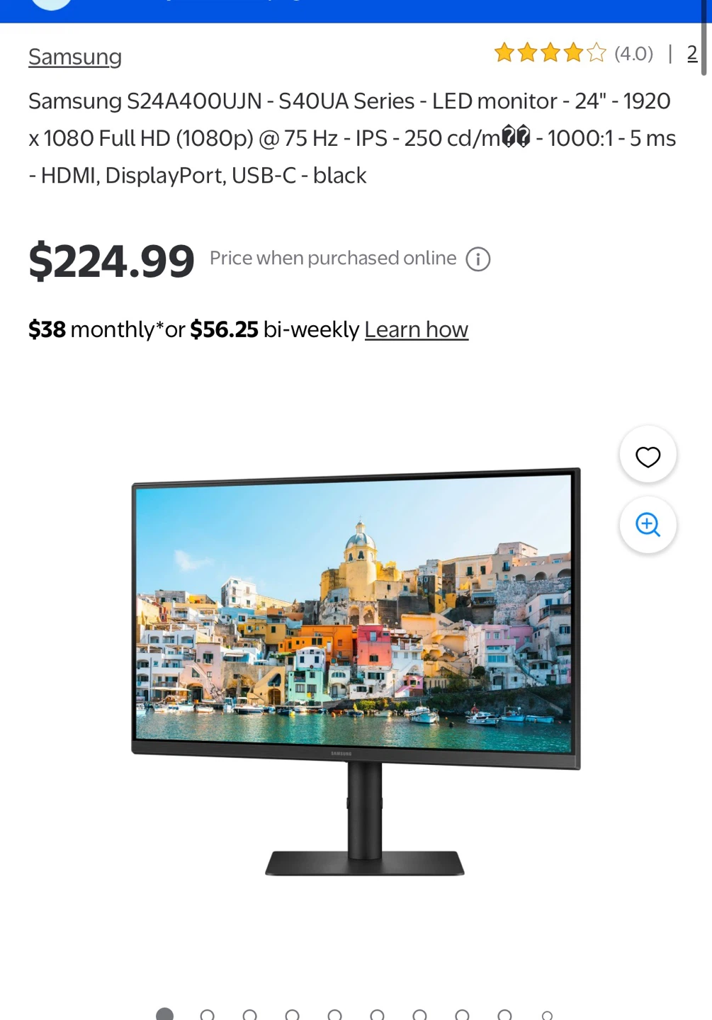Samsung S24A400UJN 24" FHD LED Monitor