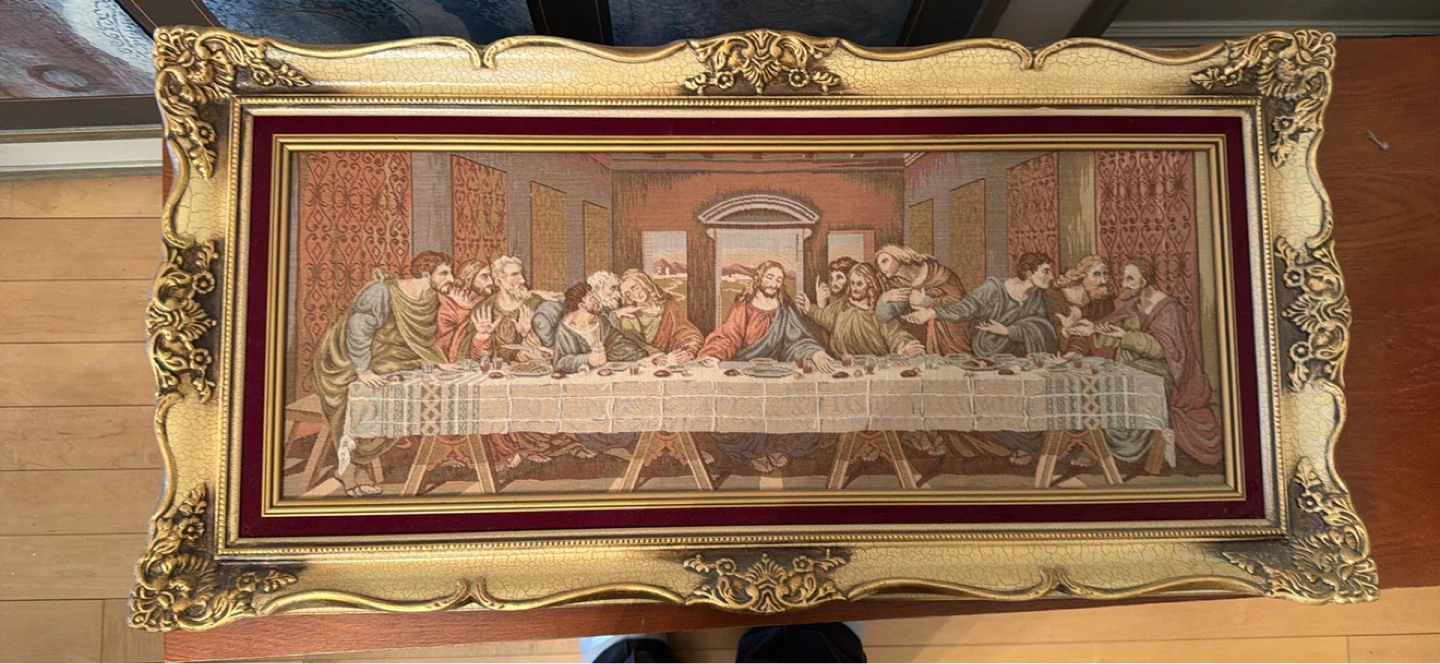 Framed "The Last Supper" Tapestry Art, knit