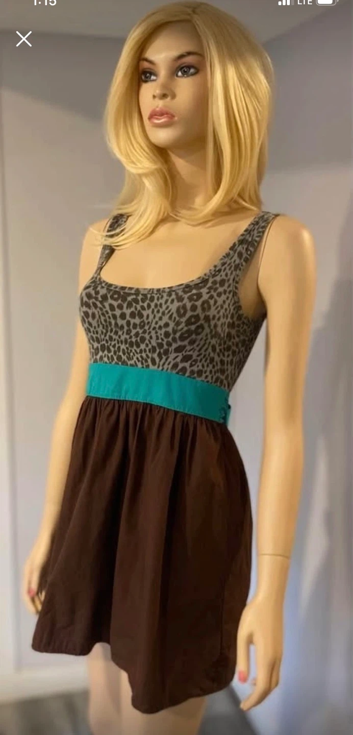 EUC KIMCHI BLUE Cotton Animal Leopard Print Ladies Dress XS - photo 2