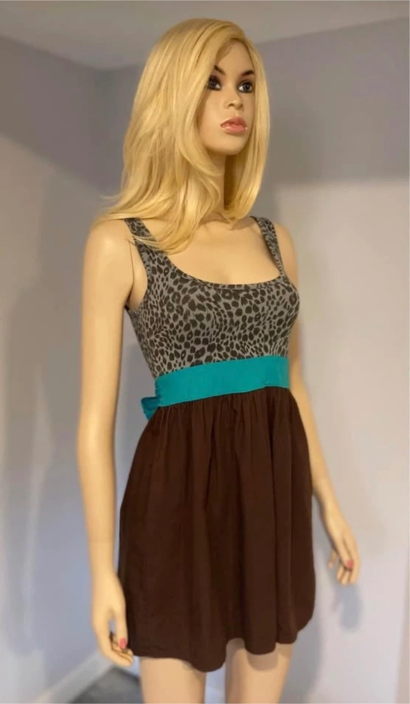 EUC KIMCHI BLUE Cotton Animal Leopard Print Ladies Dress XS