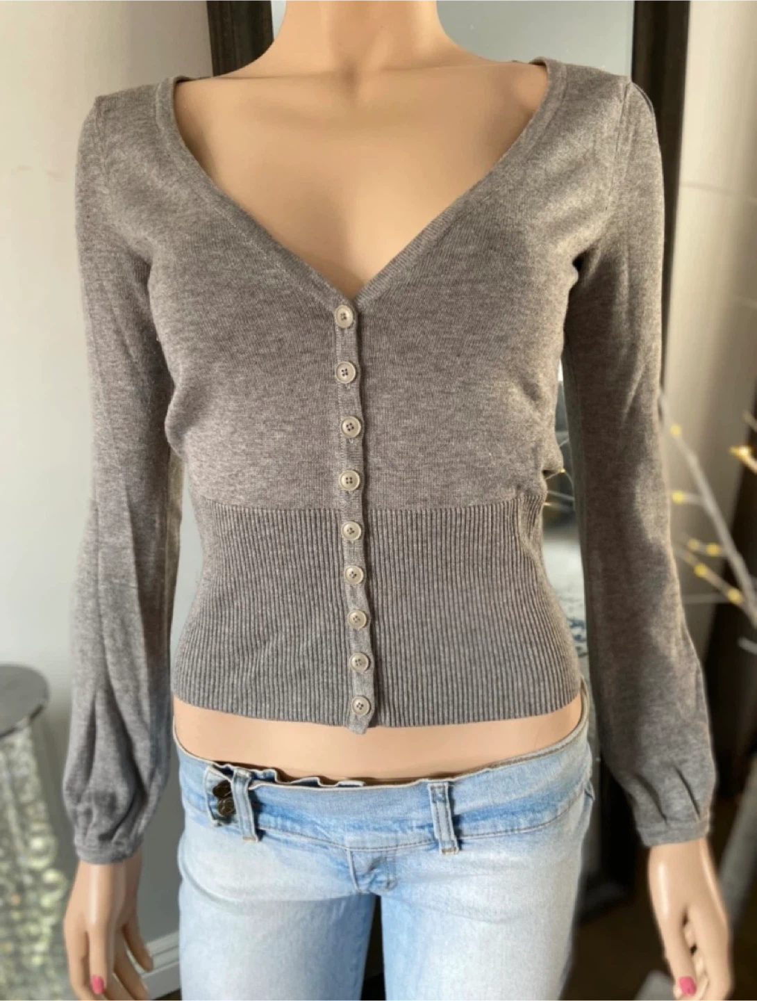 EUC: Anne Klein Grey Button-Up Cardigan Size Small - photo 2