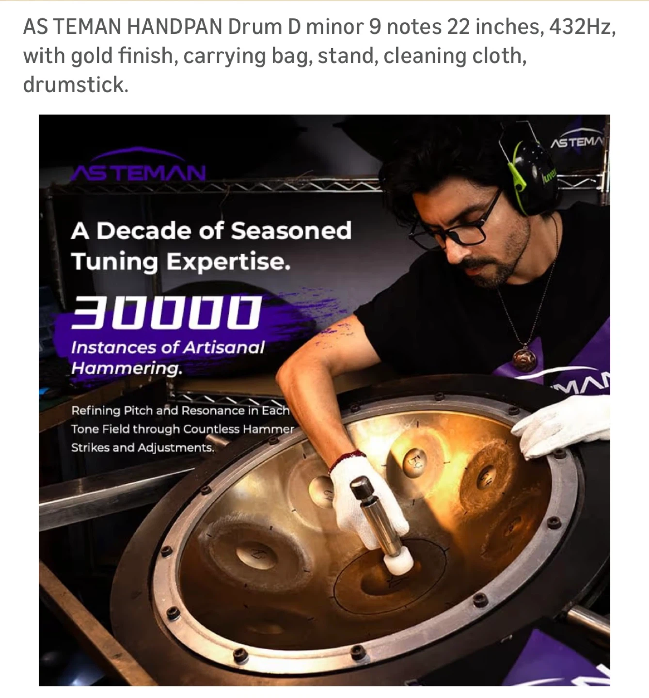 AS TEMAN Handpan Drum 9 Notes 22 inch - photo 4