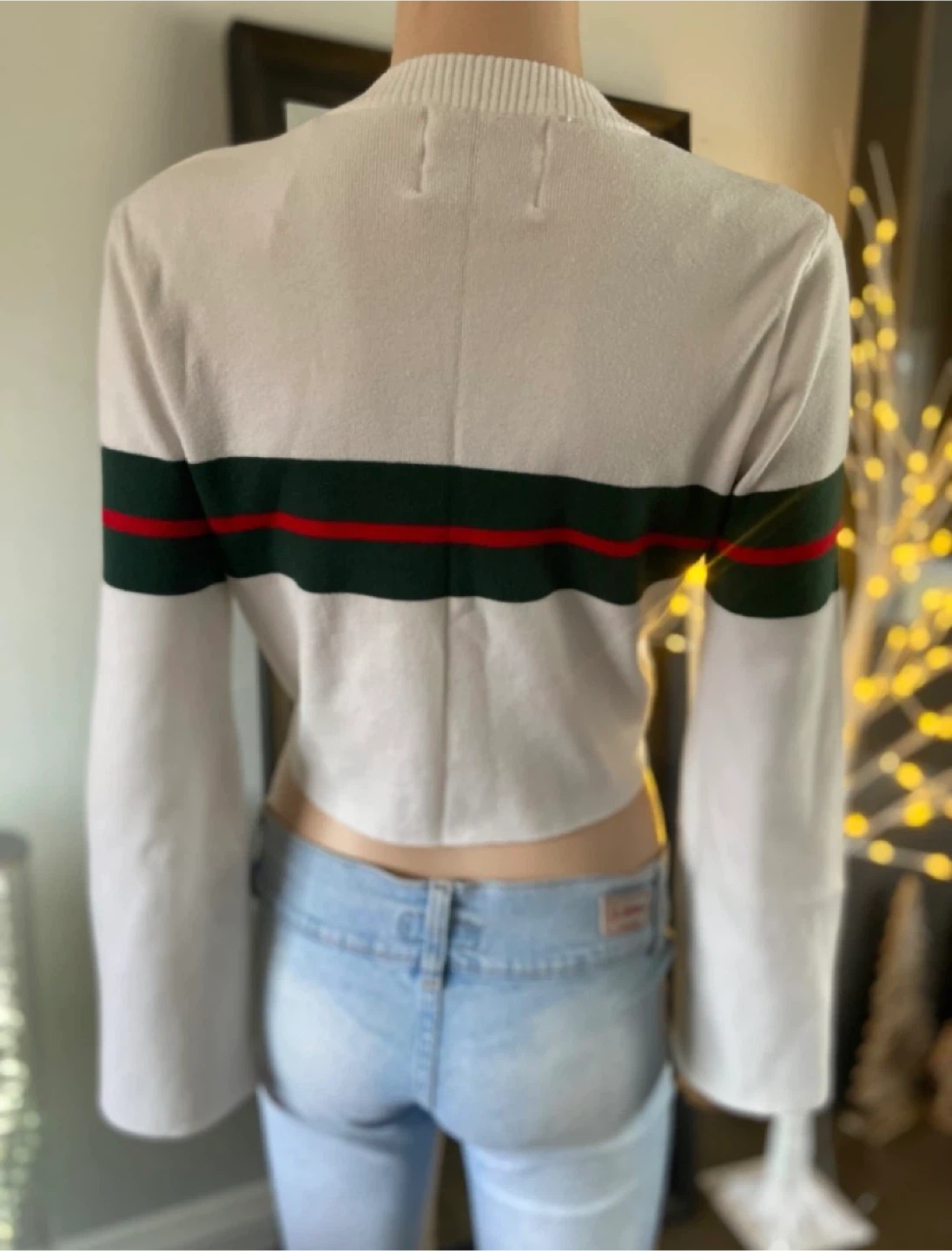 EUC Cream Cropped Sweater w Stripes by Paper Heart L - photo 4
