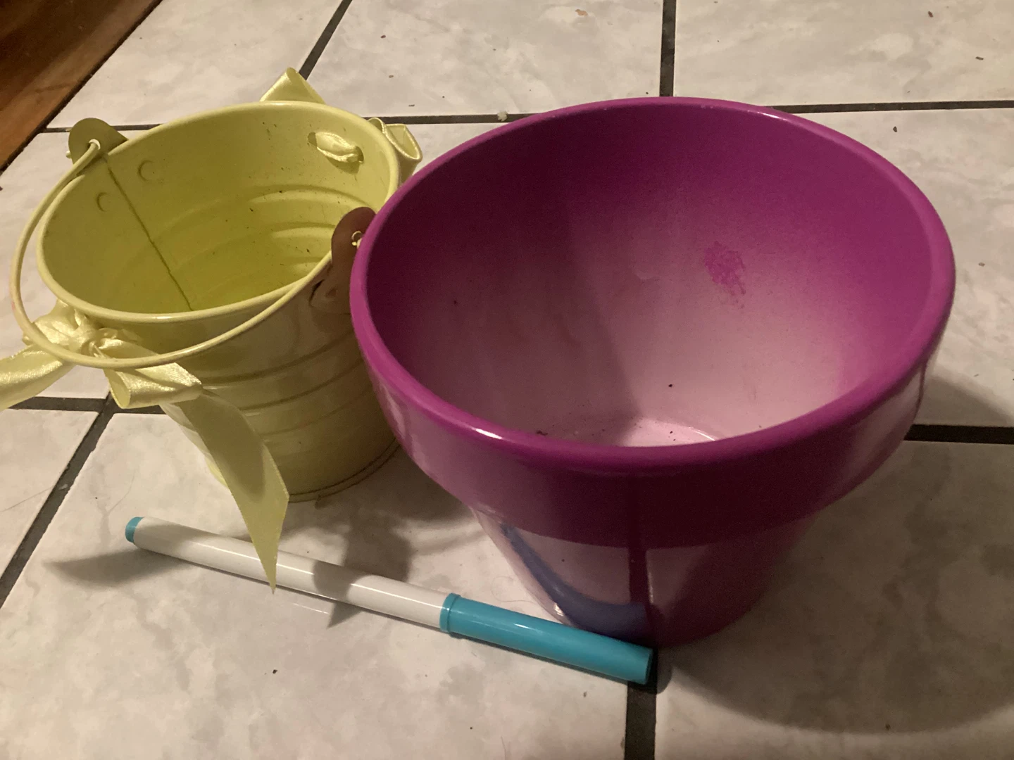 Yellow Pail and Purple Pot