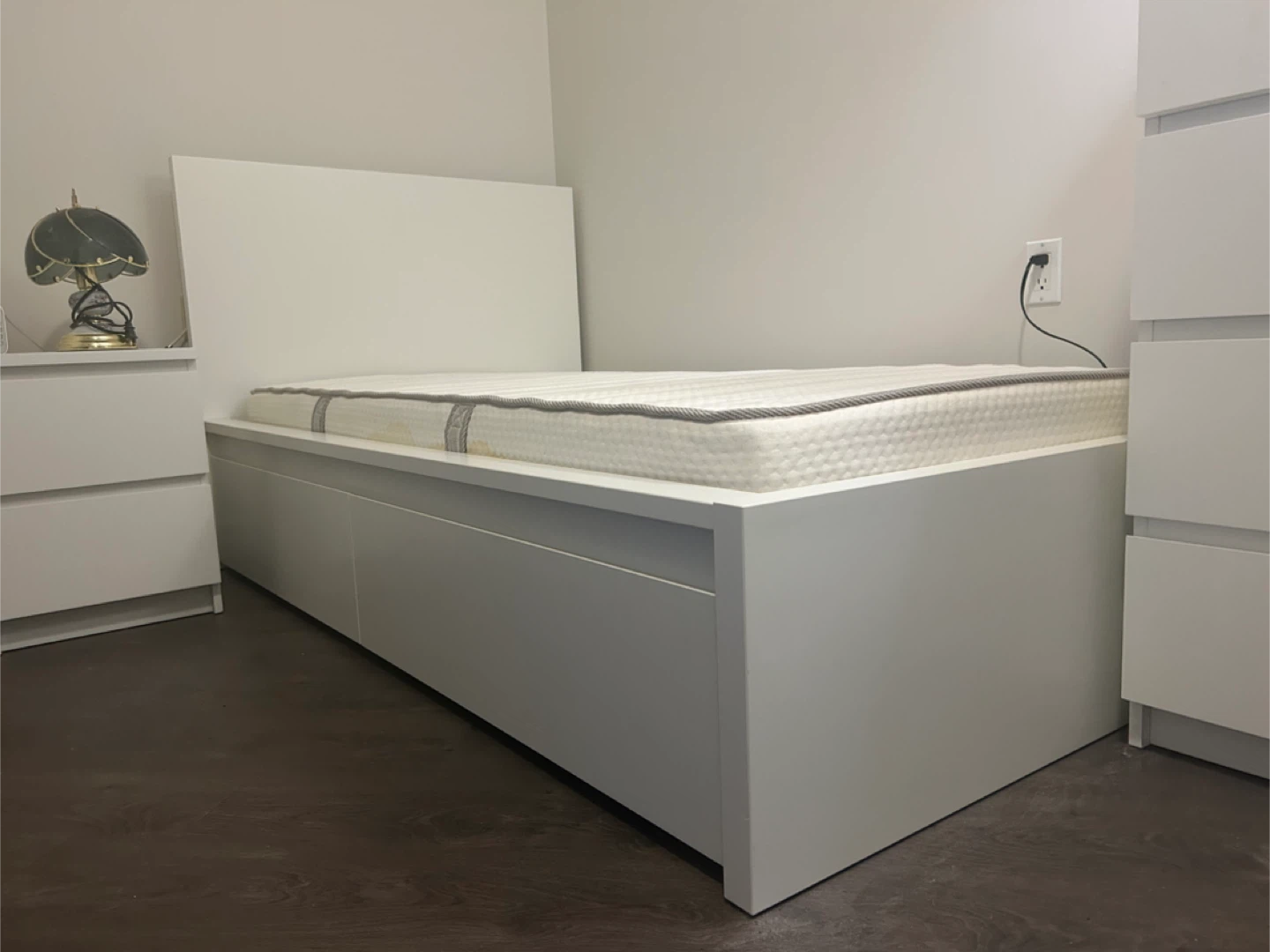 IKEA White Twin Bed Frame with Storage Drawers and Mattress - photo 4