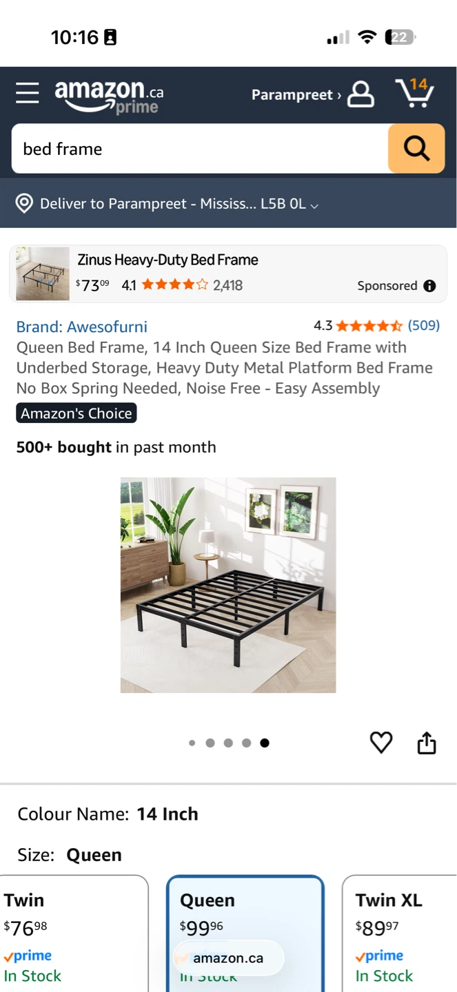 Awesofurni Queen Size 14 Inch Bed Frame - photo 2