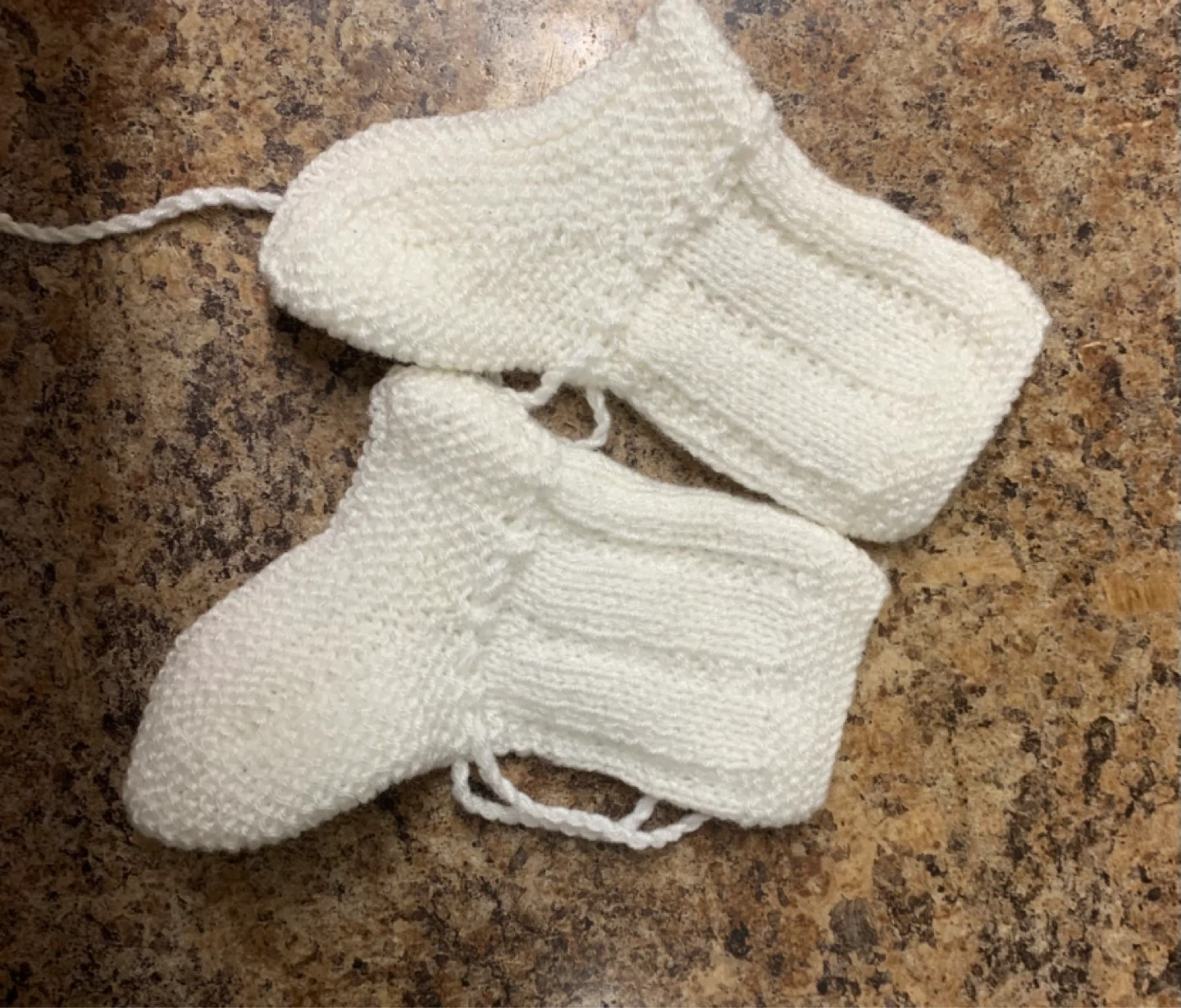 Hand-knitted Baby Booties (White & Pink Striped) - photo 3