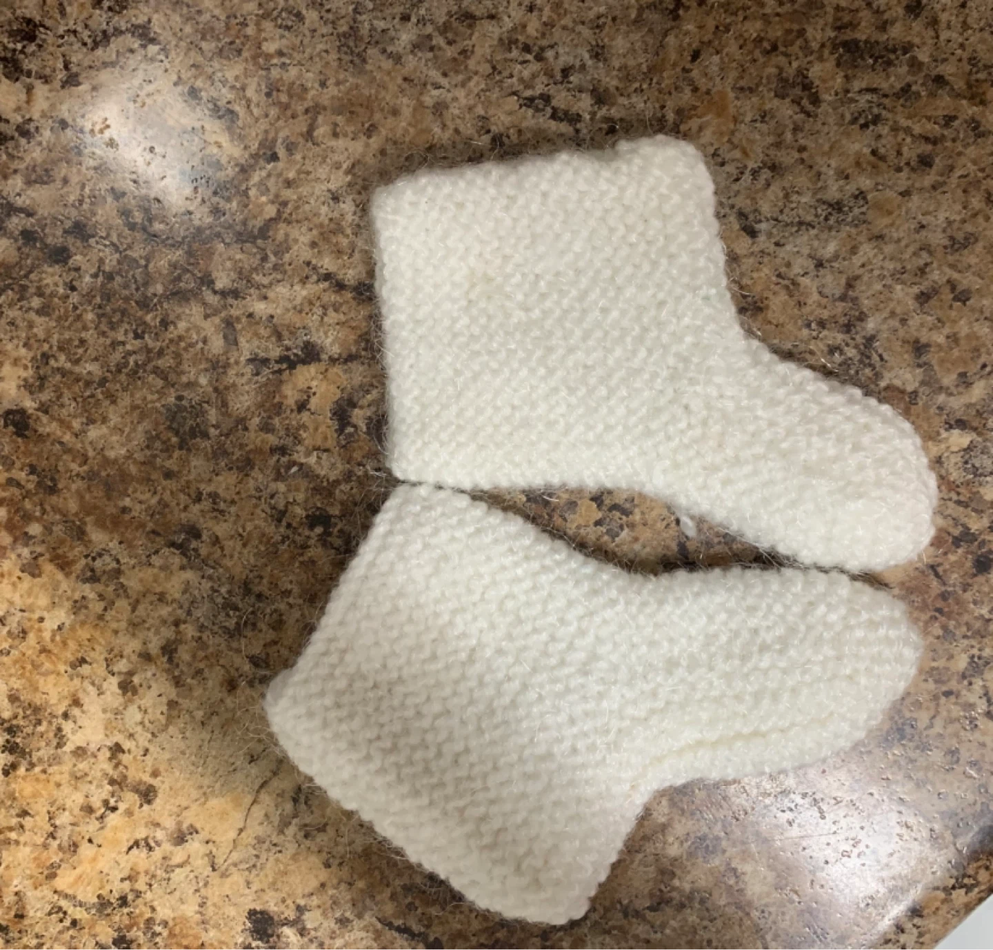 Hand-knitted Baby Booties (White & Pink Striped) - photo 2