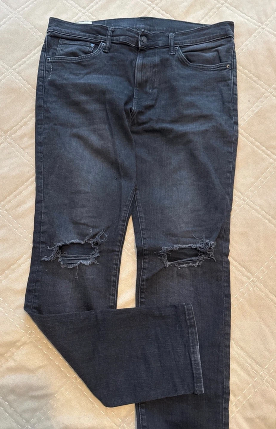 H&M Skinny Fit Black Ripped Jeans Size 36/32
