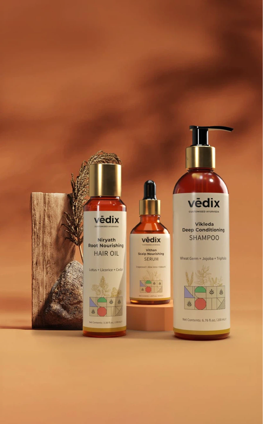Védix Nourishing Hair Oil , Scalp Serum and Shampoo