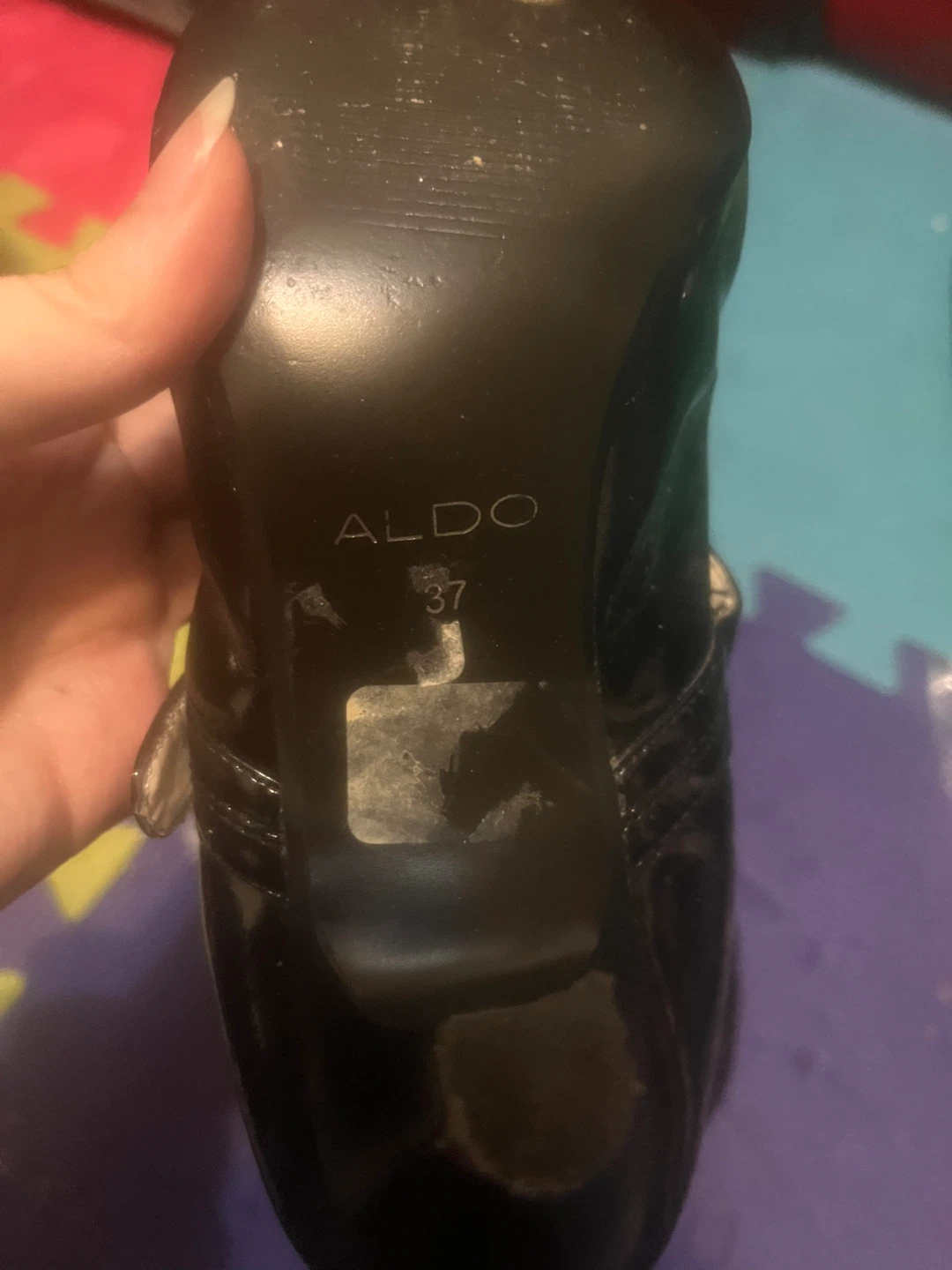 ALDO Black Patent Mary Jane Heels Size 37 - photo 3