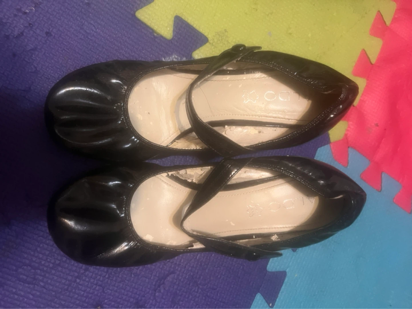 ALDO Black Patent Mary Jane Heels Size 37