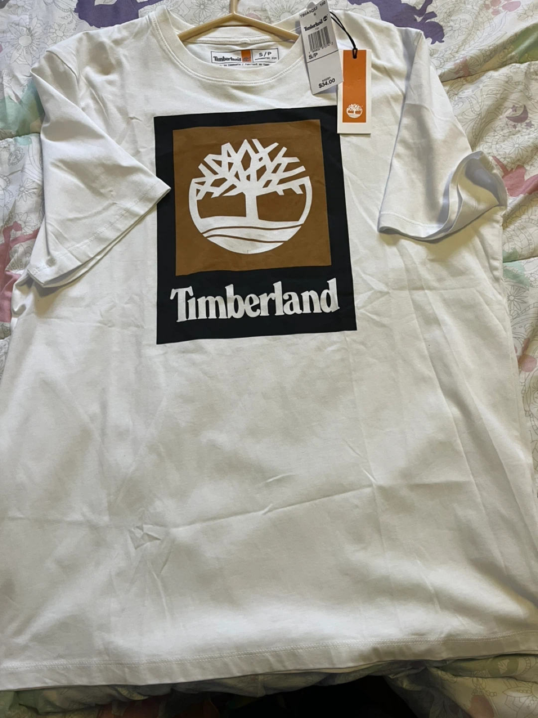 Timberland White T-Shirt with Logo - Size S/P