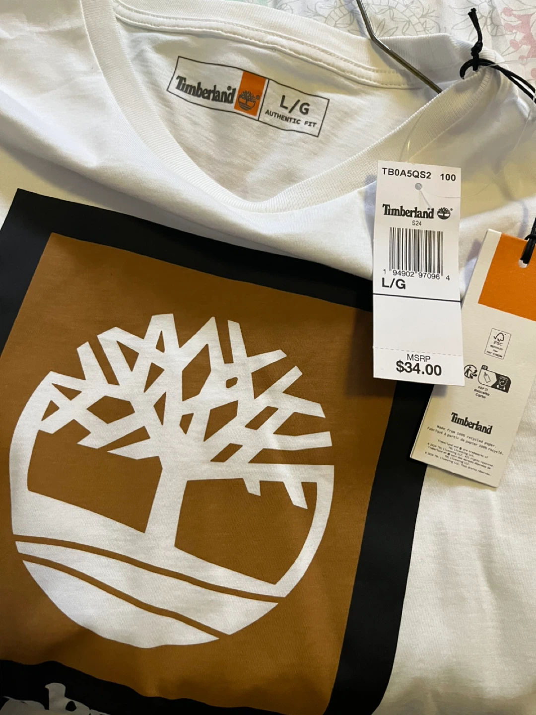 Timberland White T-Shirt with Logo - Size S/P - photo 3