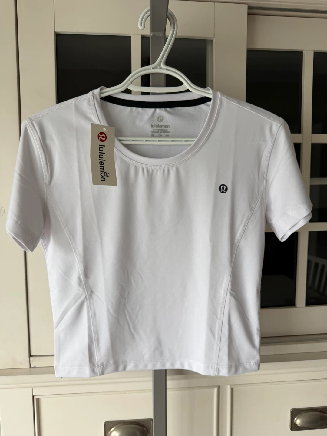 White Athletic Semi-Cropped T- Shirt