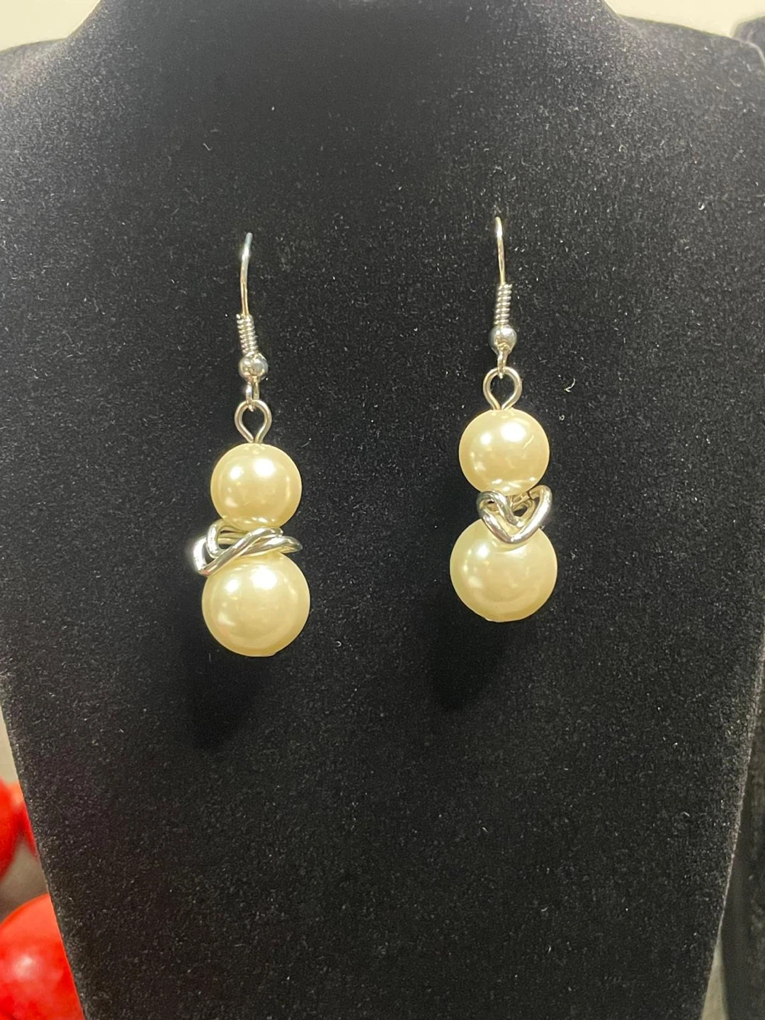 White Faux Pearl Drop Earrings