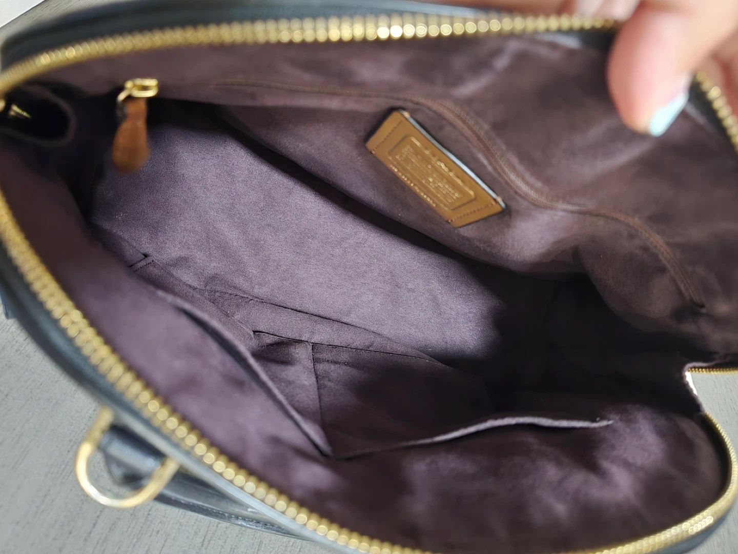 COACH Black Leather Embossed Dome Satchel Handbag - photo 3