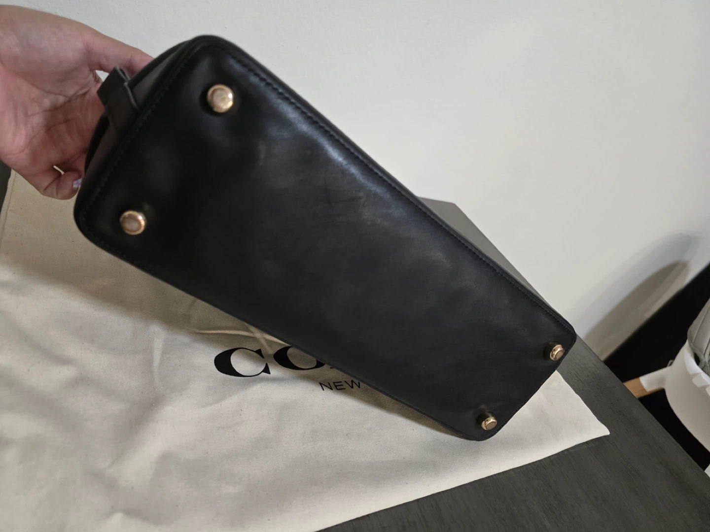 COACH Black Leather Embossed Dome Satchel Handbag - photo 4