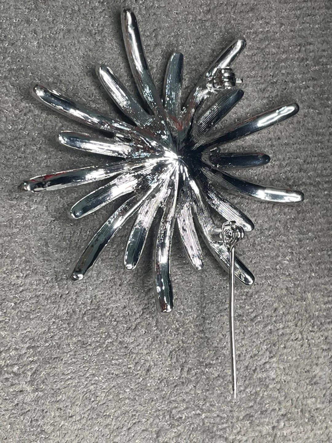Silver Starburst Brooch with Colored Gems - photo 3