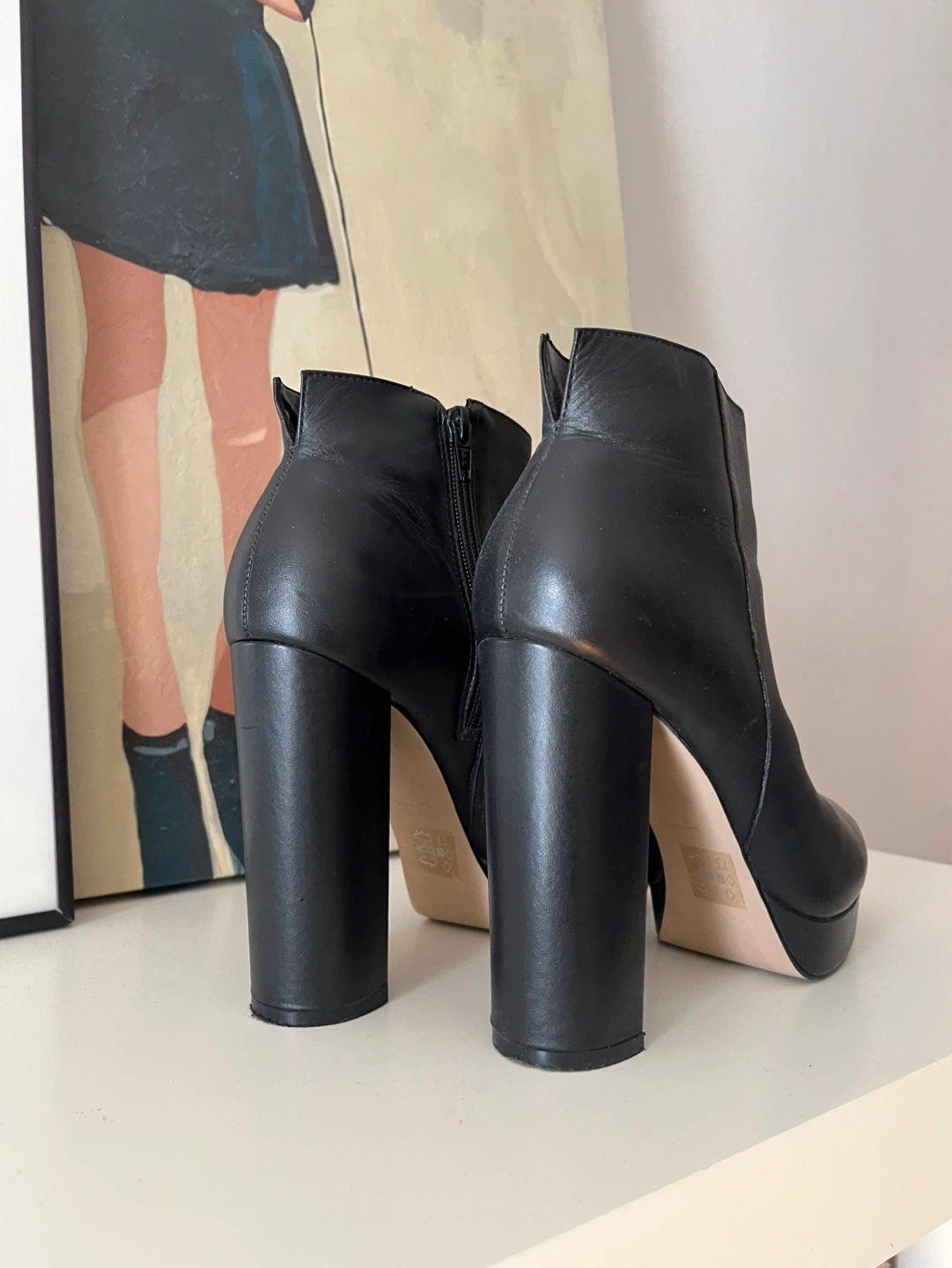 ALDO Black Leather Platform Ankle Boots Size 8 - photo 2