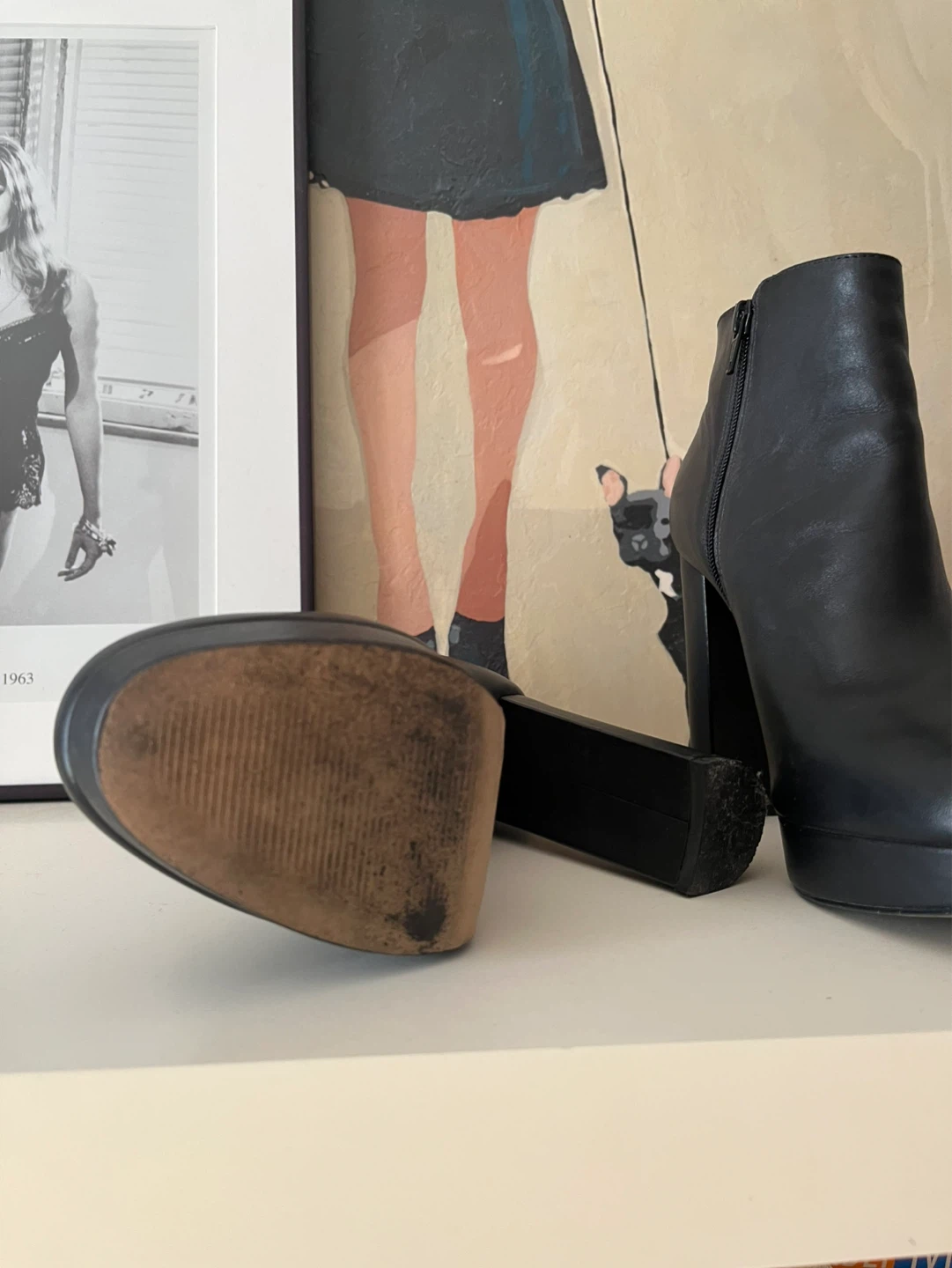ALDO Black Leather Platform Ankle Boots Size 8 - photo 4