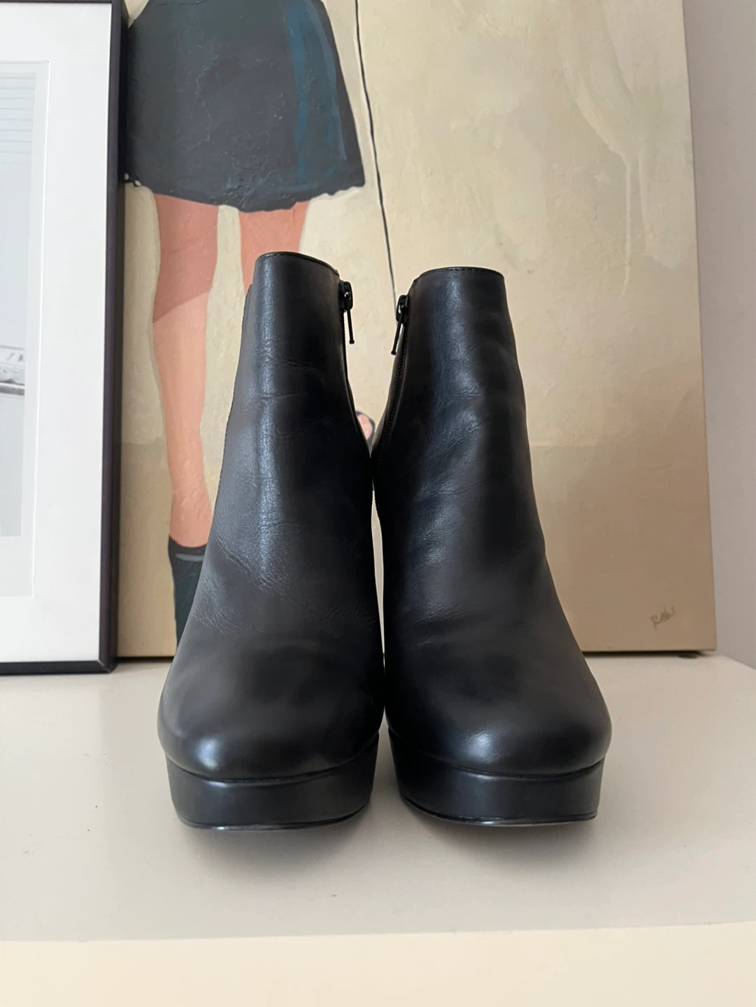 ALDO Black Leather Platform Ankle Boots Size 8 - photo 3
