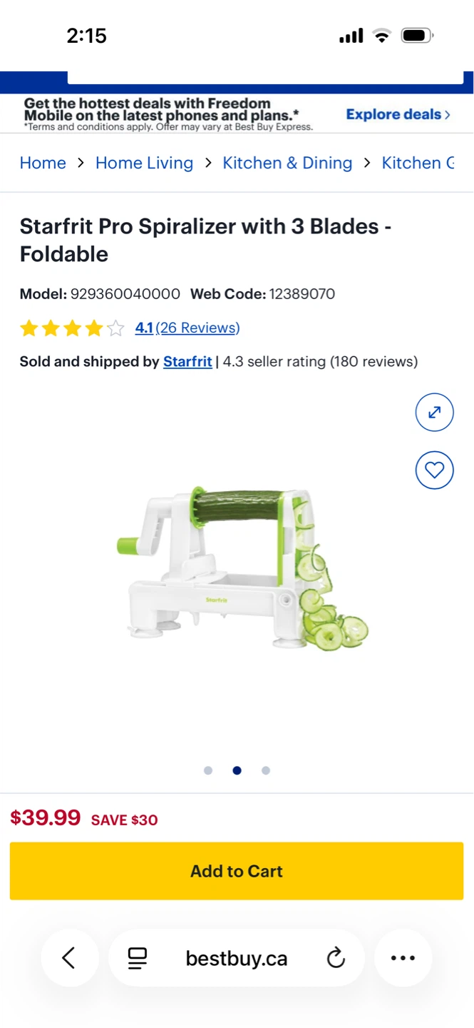 Starfrit Pro Spiralizer with 2 Blade attachments - photo 5