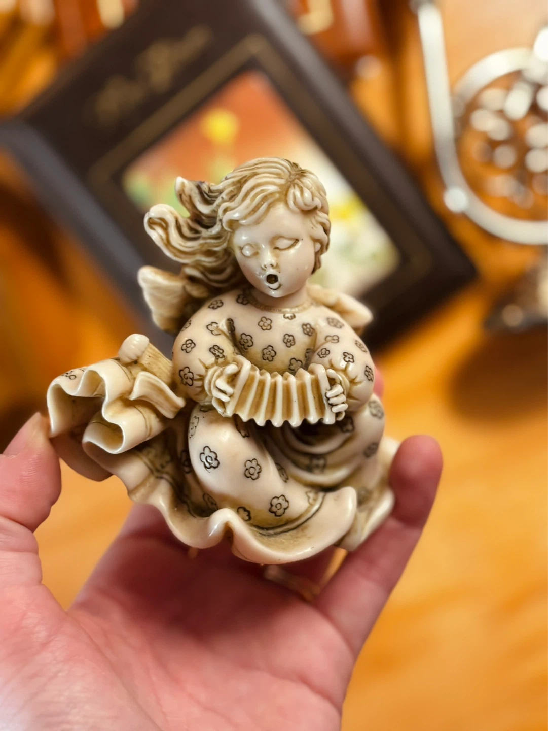 Cherub Angel Playing Accordion Figurine
