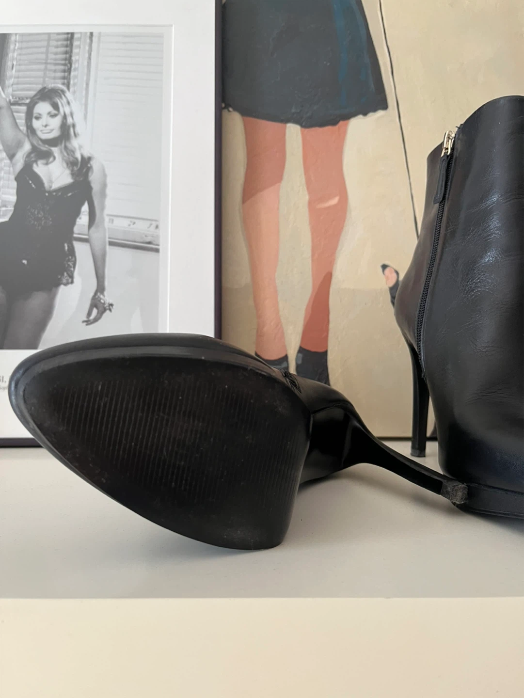 Nine West Black Leather Stiletto Ankle Boots Size 8 - photo 5