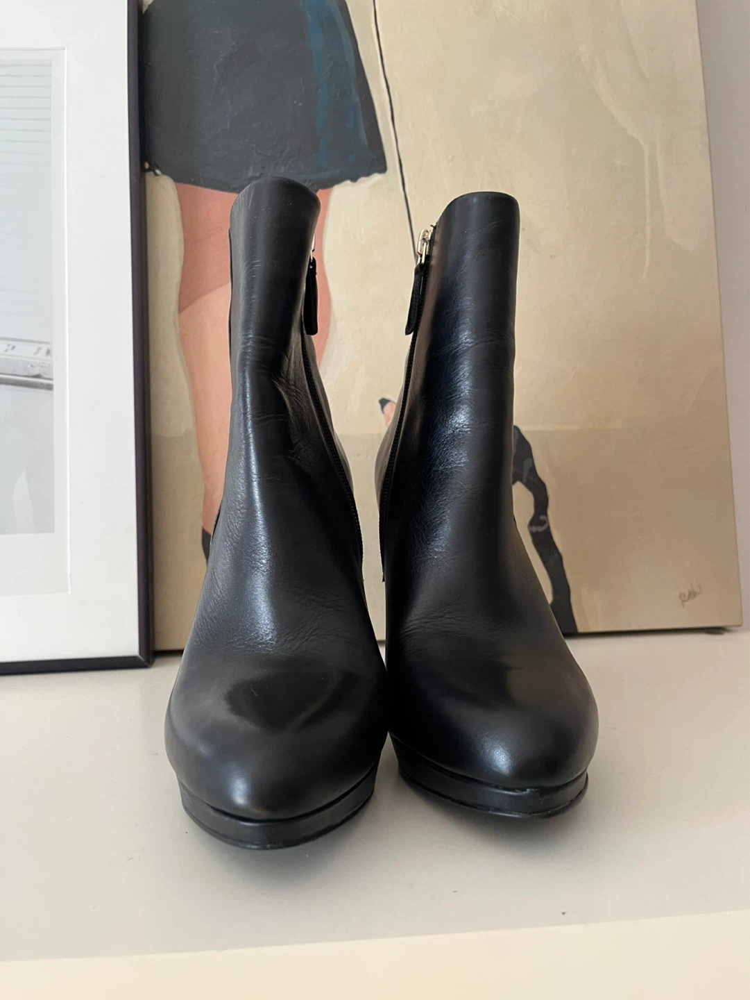 Nine West Black Leather Stiletto Ankle Boots Size 8 - photo 4