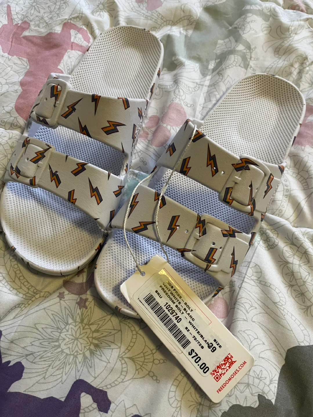 Freedom Moses Slides - White Lightning Bolt Size 9 - photo 2