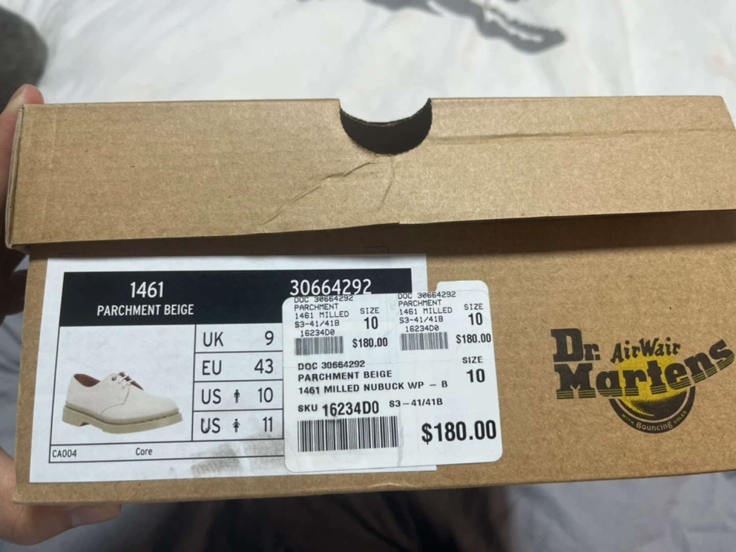 Dr. Martens 1461 Parchment Beige Nubuck Leather Shoes - Size 10 - photo 5