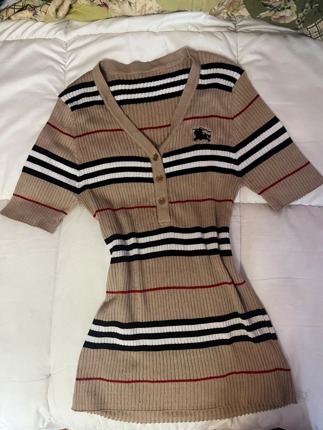 Burberry Striped V-Neck Top