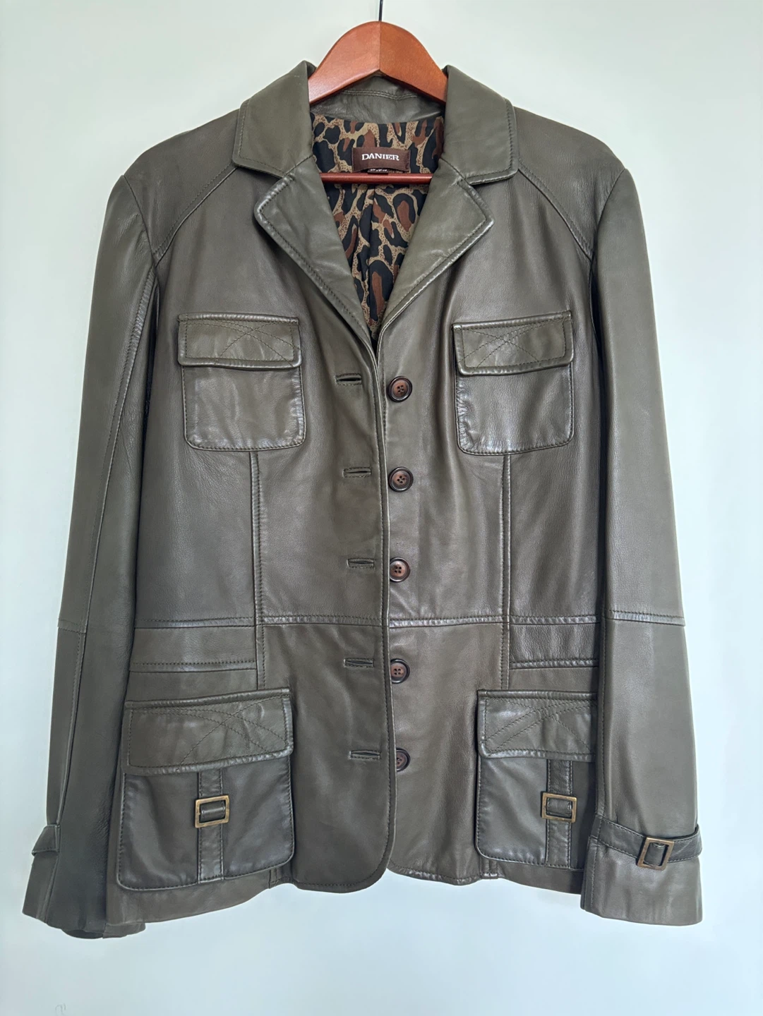 Danier Leather Safari Jacket with Leopard Print Lining