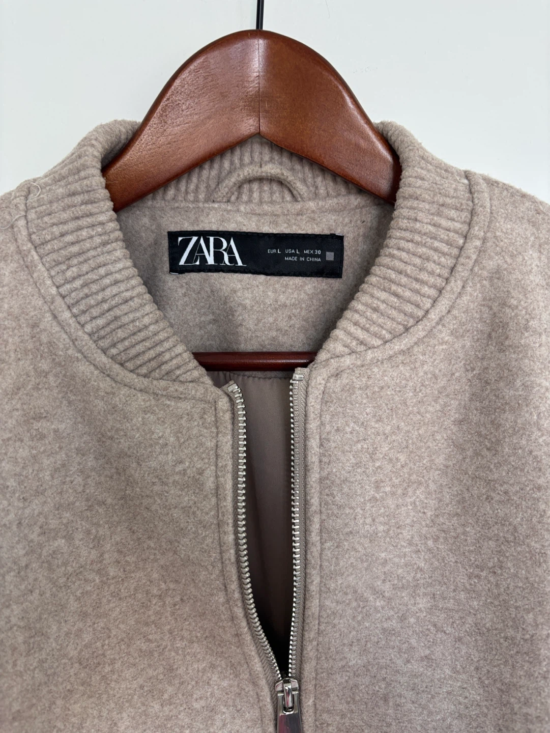 ZARA Oversized Bomber Jacket Beige Size L