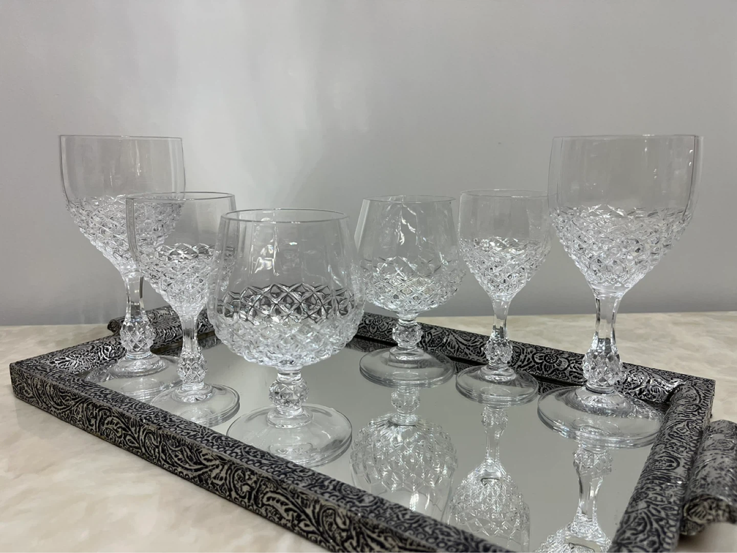 Set of 6 Crystal Wine Glasses