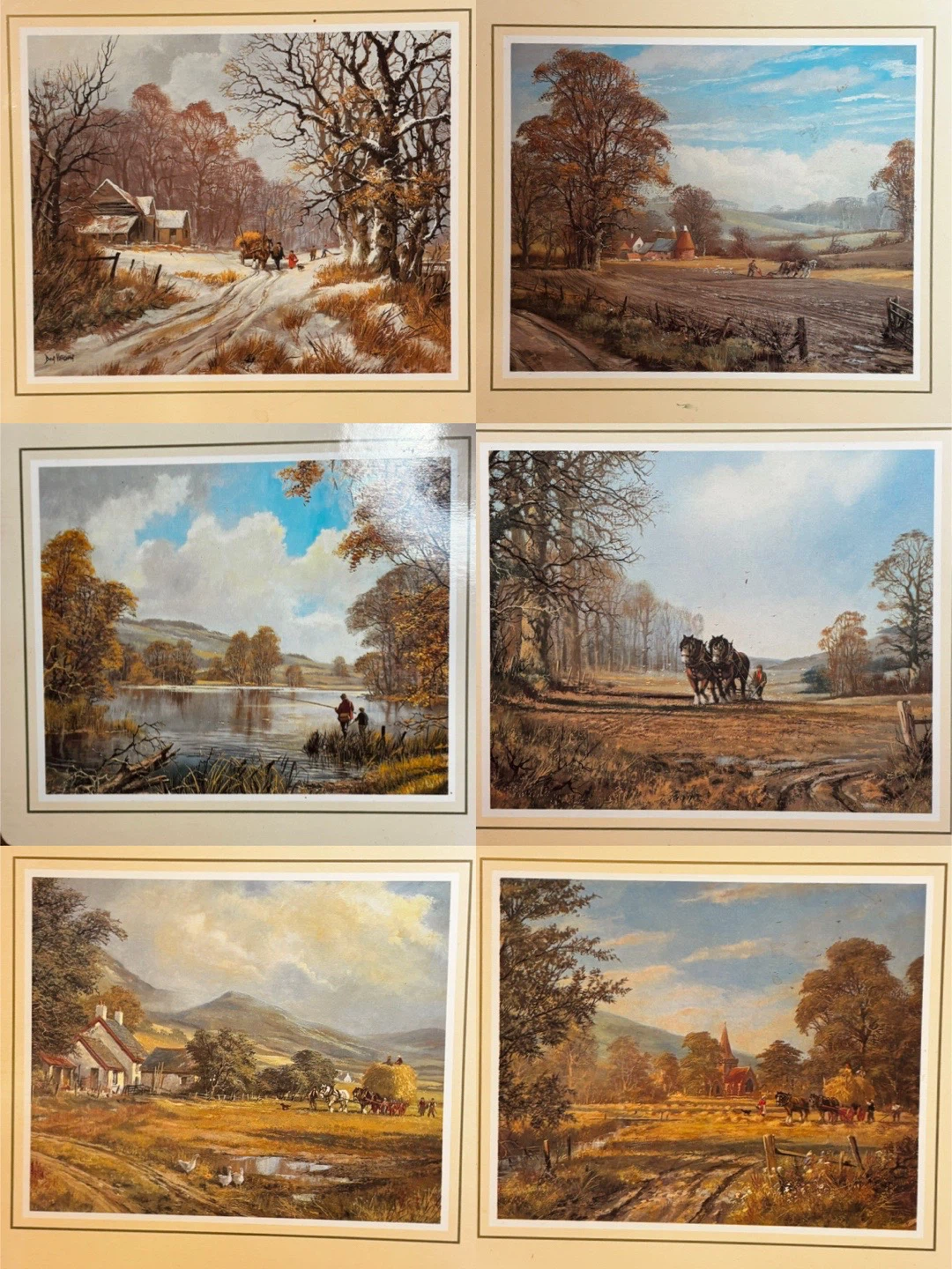 Set of 6 Vintage Landscape Art Placemats - photo 2