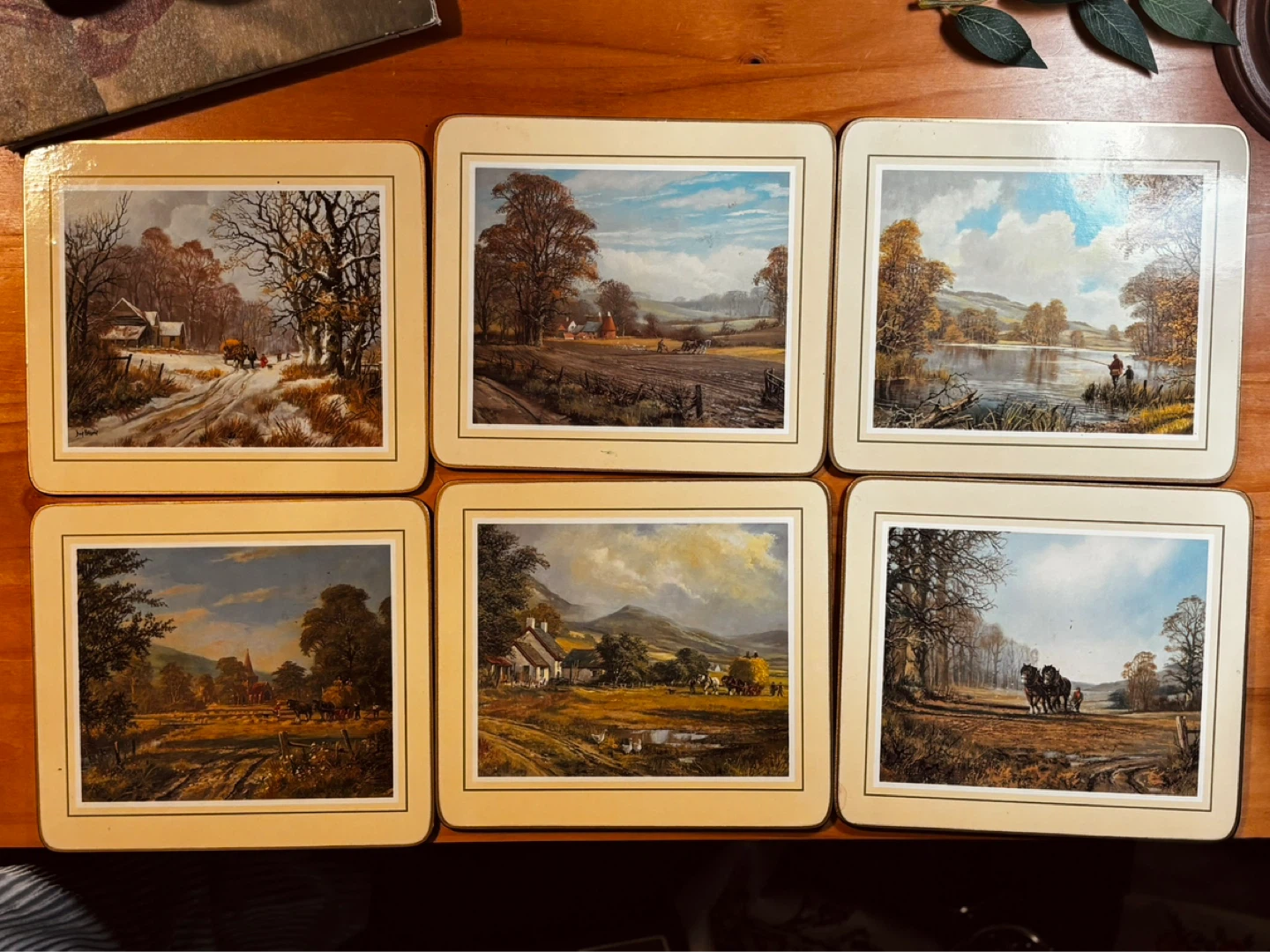 Set of 6 Vintage Landscape Art Placemats
