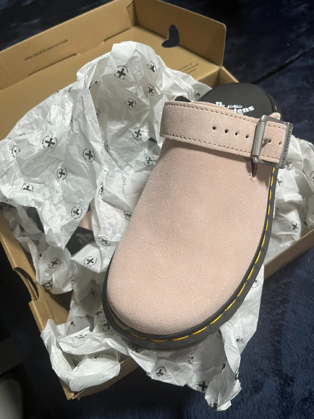 Dr. Martens Zebzag Mule Powder Pink Suede Size 6