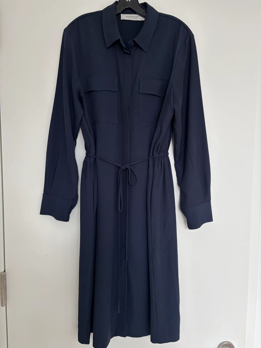 Contemporaine Navy Shirt Dress with Belt Size S