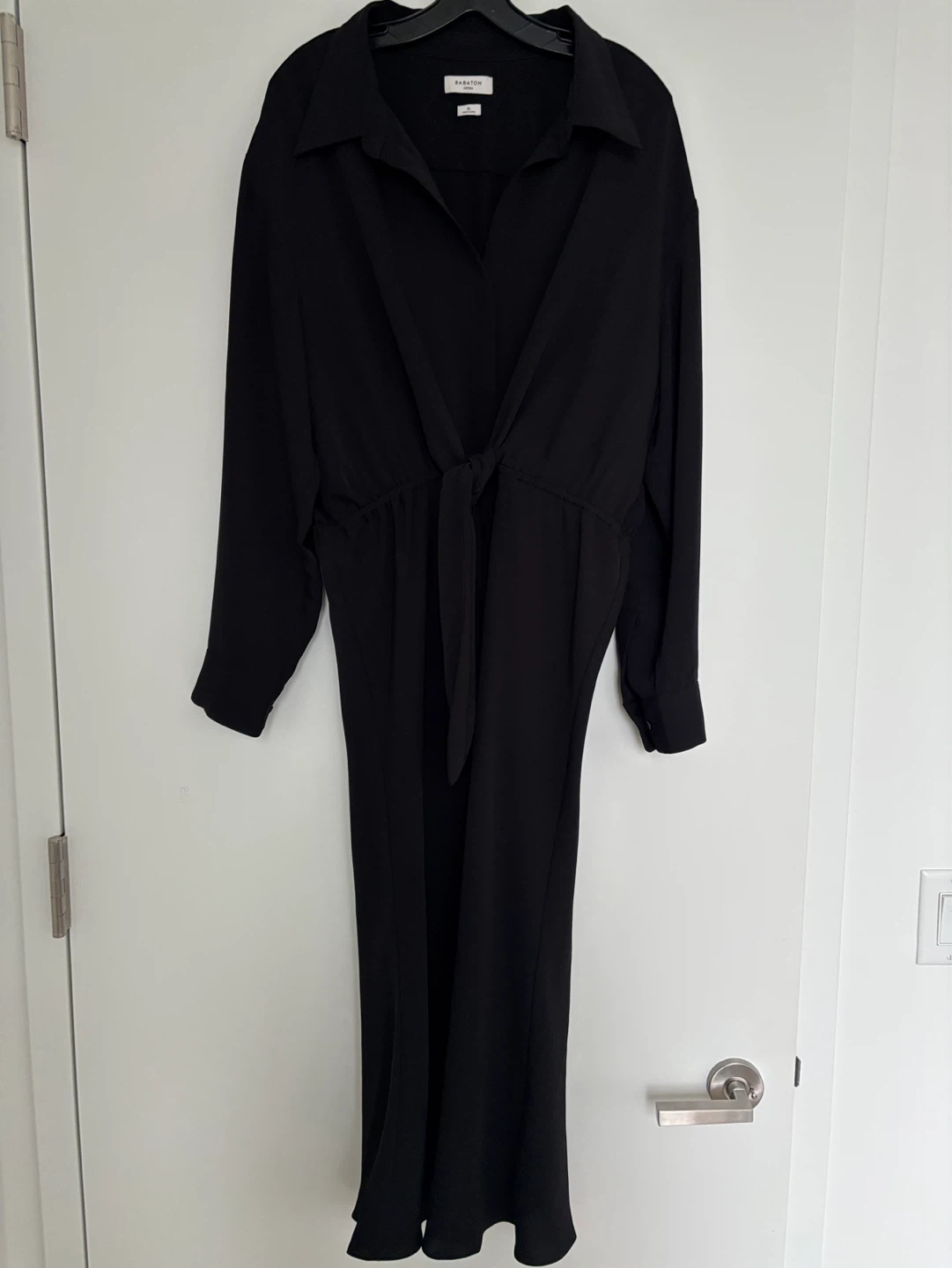 Babaton Black Button-Up Maxi Dress with Tie Waist - photo 2