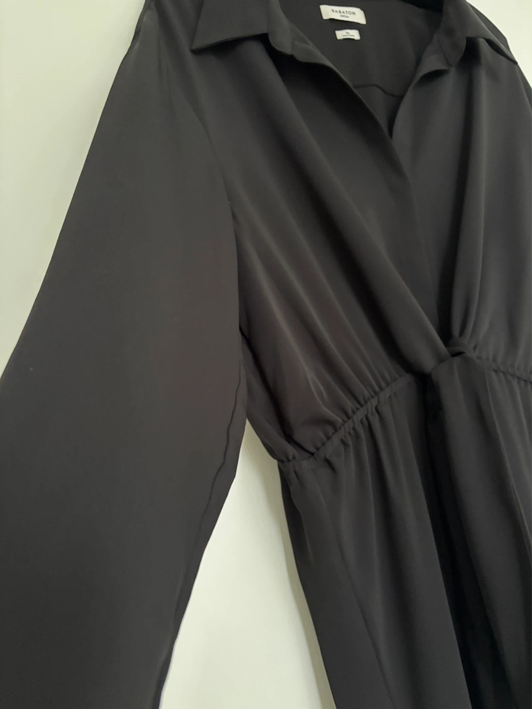 Babaton Black Button-Up Maxi Dress with Tie Waist - photo 4