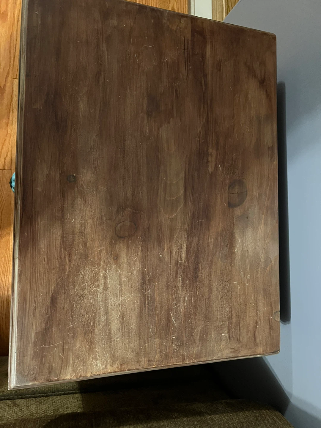 Wooden End Table with Blue Floral Accent - photo 4
