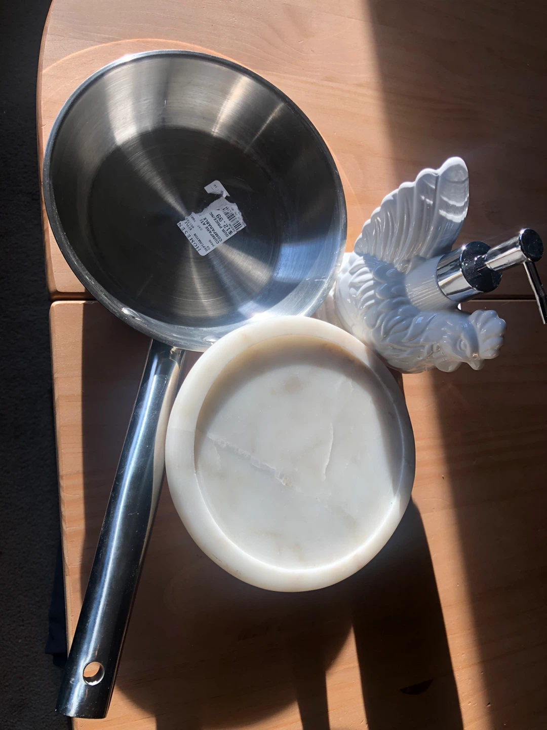 NEW Stainless Steel Pan,Soap Dispenser & Marble Cake Stand