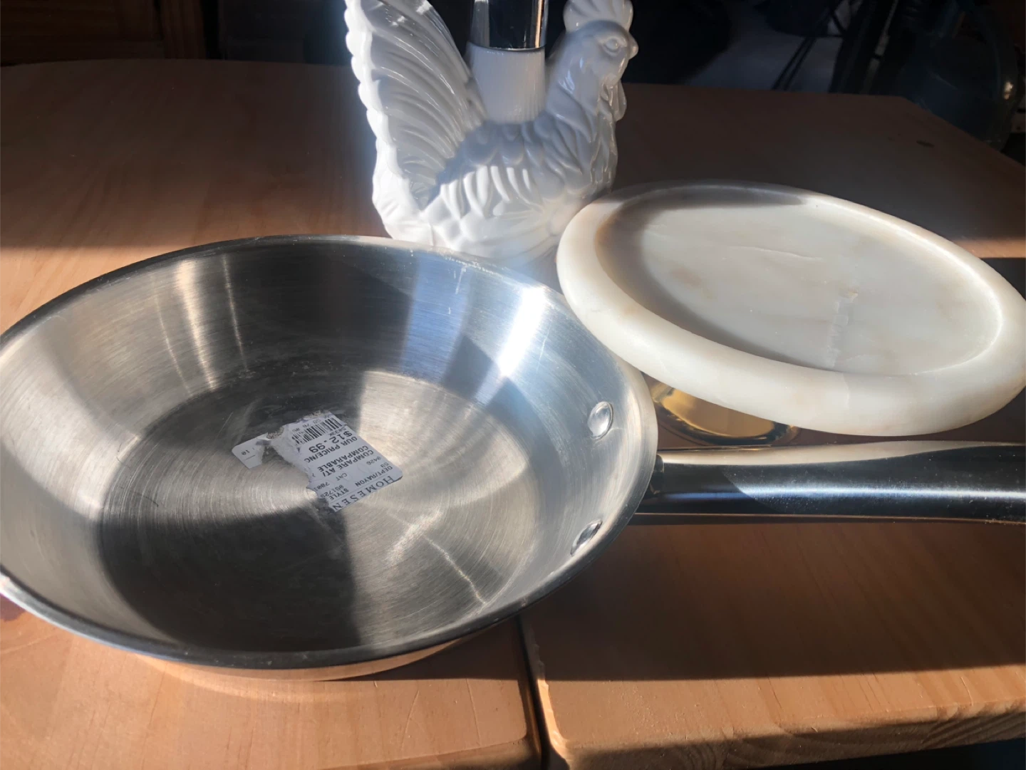 NEW Stainless Steel Pan,Soap Dispenser & Marble Cake Stand - photo 2