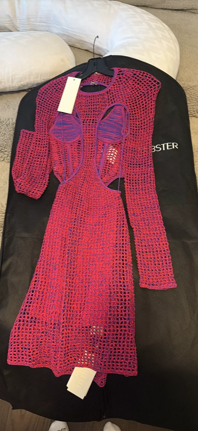 Dion Lee Stirrup Crochet Mini Dress Fuschia XS originally 1350 - photo 2