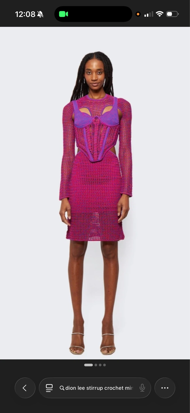 Dion Lee Stirrup Crochet Mini Dress Fuschia XS originally 1350
